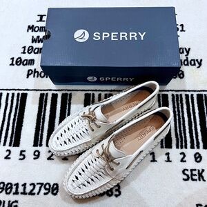 Sperry Authentic Original™ 2 Eye Woven Boat Shoe Flat Heel - Ivory